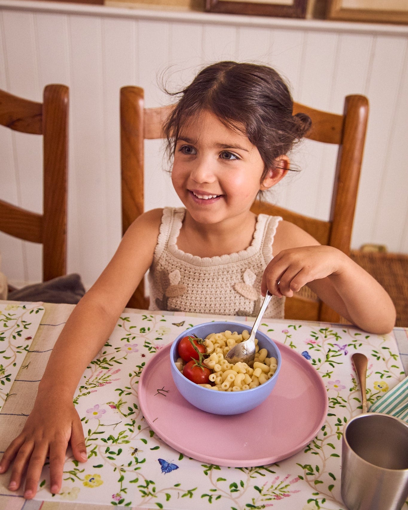 cute kid eating healthy organic meal
