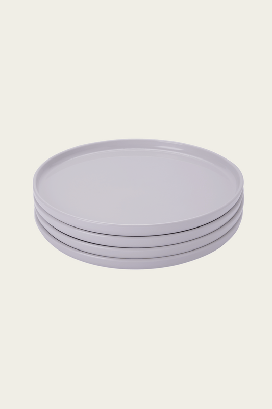stack of four gray Recette plates