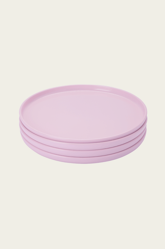stack of four pink recette dishes