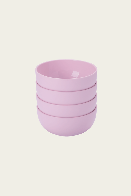 Set of four pastel pink bowls