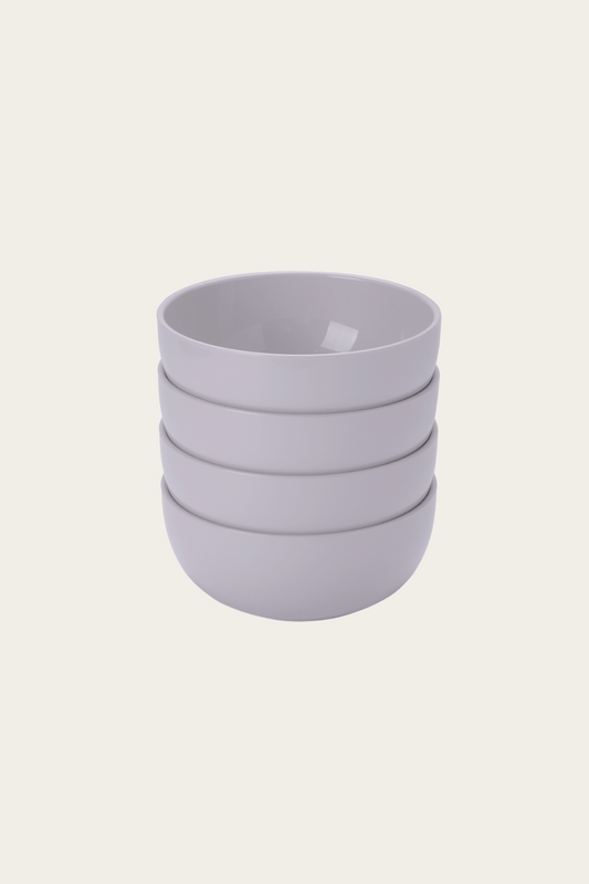Set of four non-toxic plant-based gray bowls